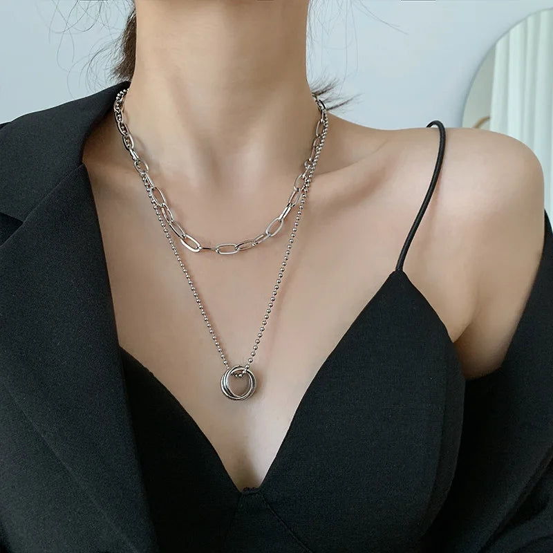 Odelia Layered Silver Necklace