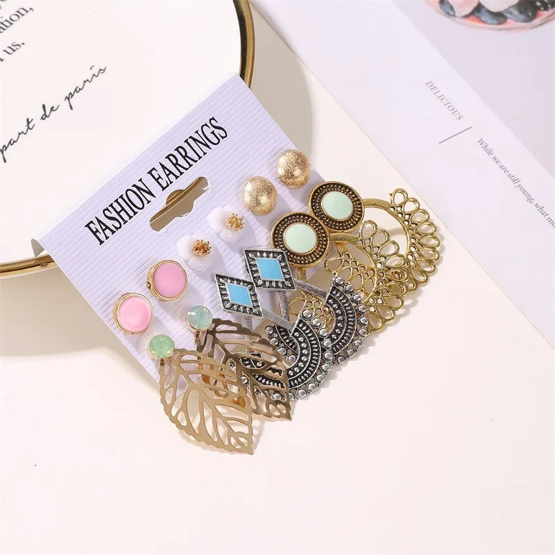 Ethnic Set of 6 Earrings & Studs