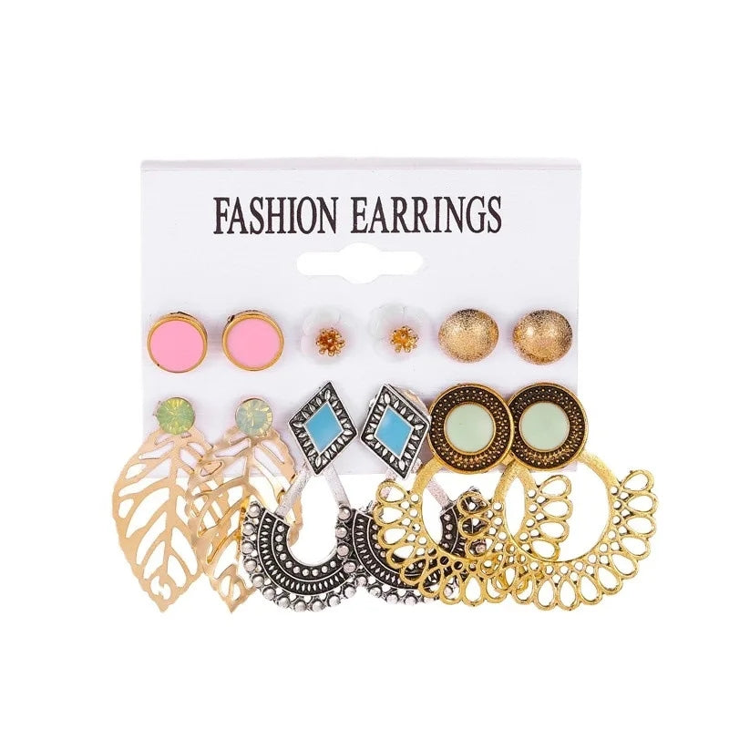 Ethnic Set of 6 Earrings & Studs