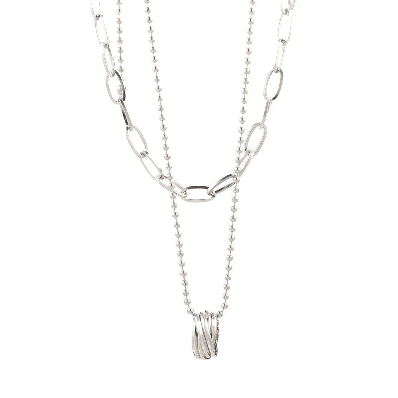 Odelia Layered Silver Necklace