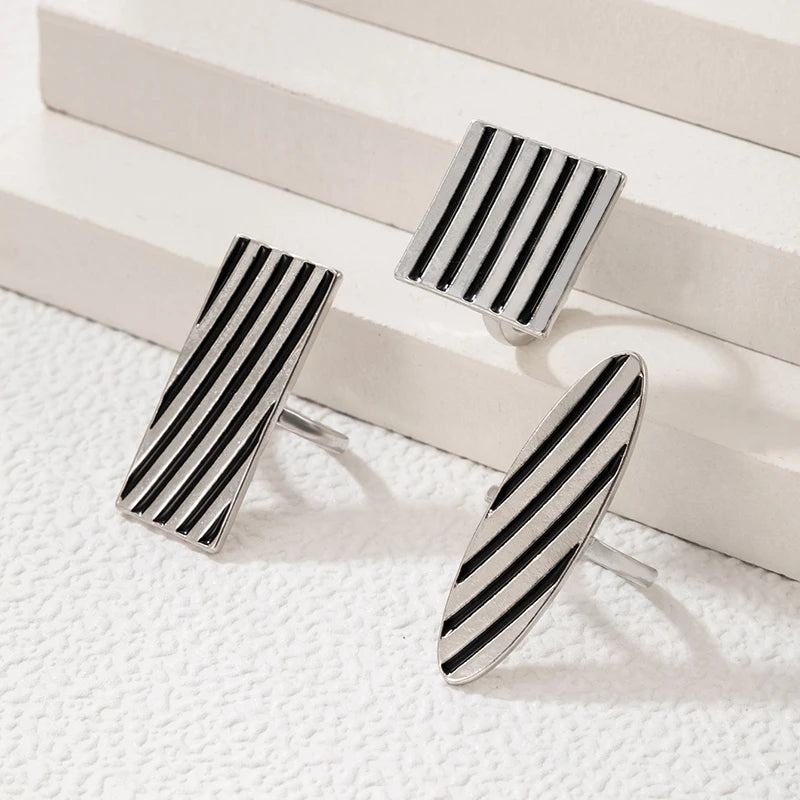 Set of 3 Black and White Rings