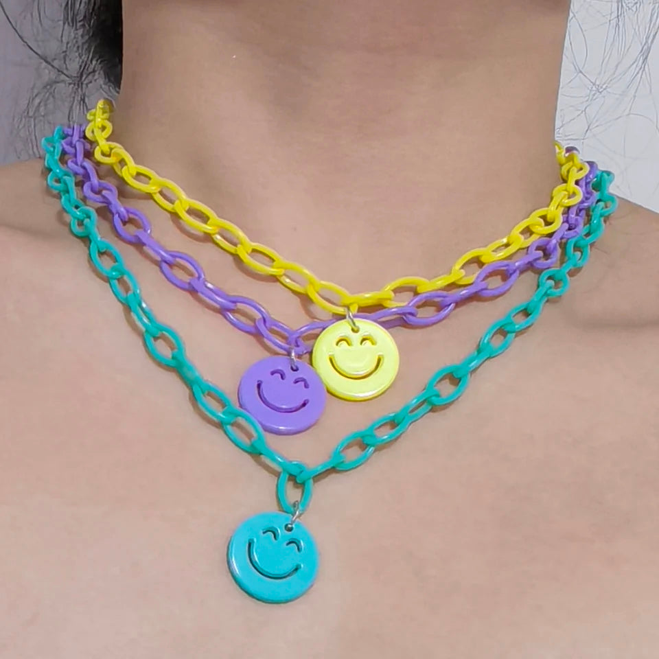 Blue Smiley Necklace