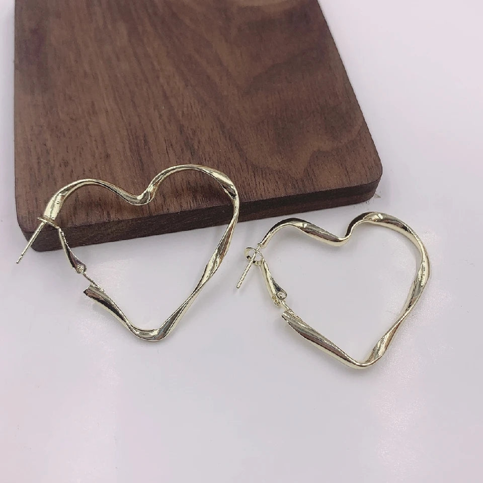 Silver Heart Hoops