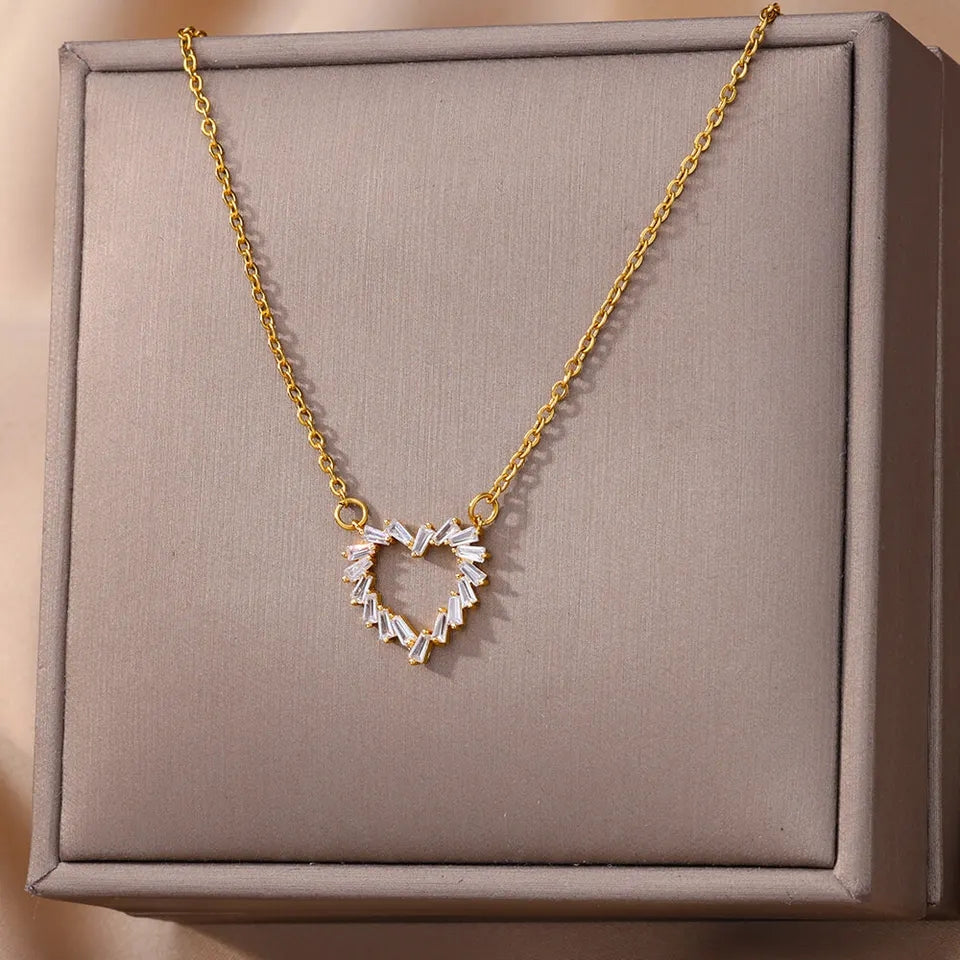 Hollow Heart Necklace (Stainless Steel)