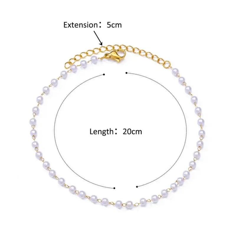 Perla Pearl Anklet (Stainless Steel)