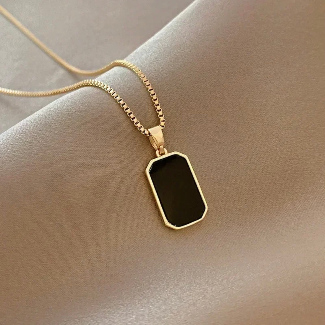 Black Bar Necklace (Stainless Steel)