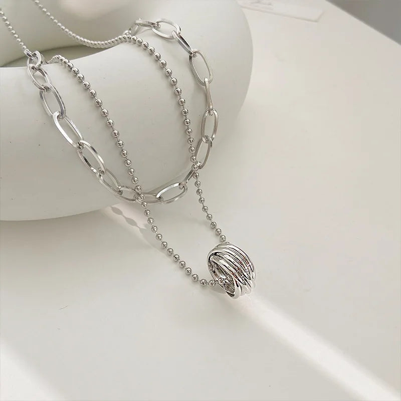 Odelia Layered Silver Necklace