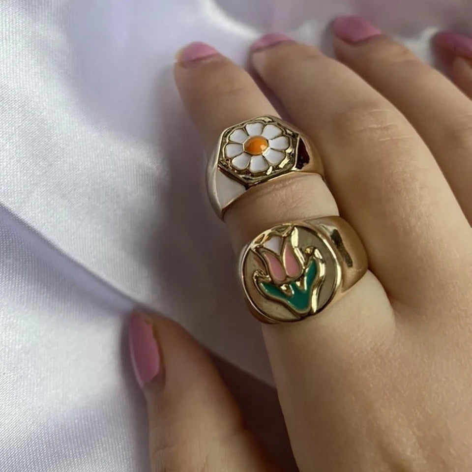 Daisy Tulip & Clover Chunky Ring