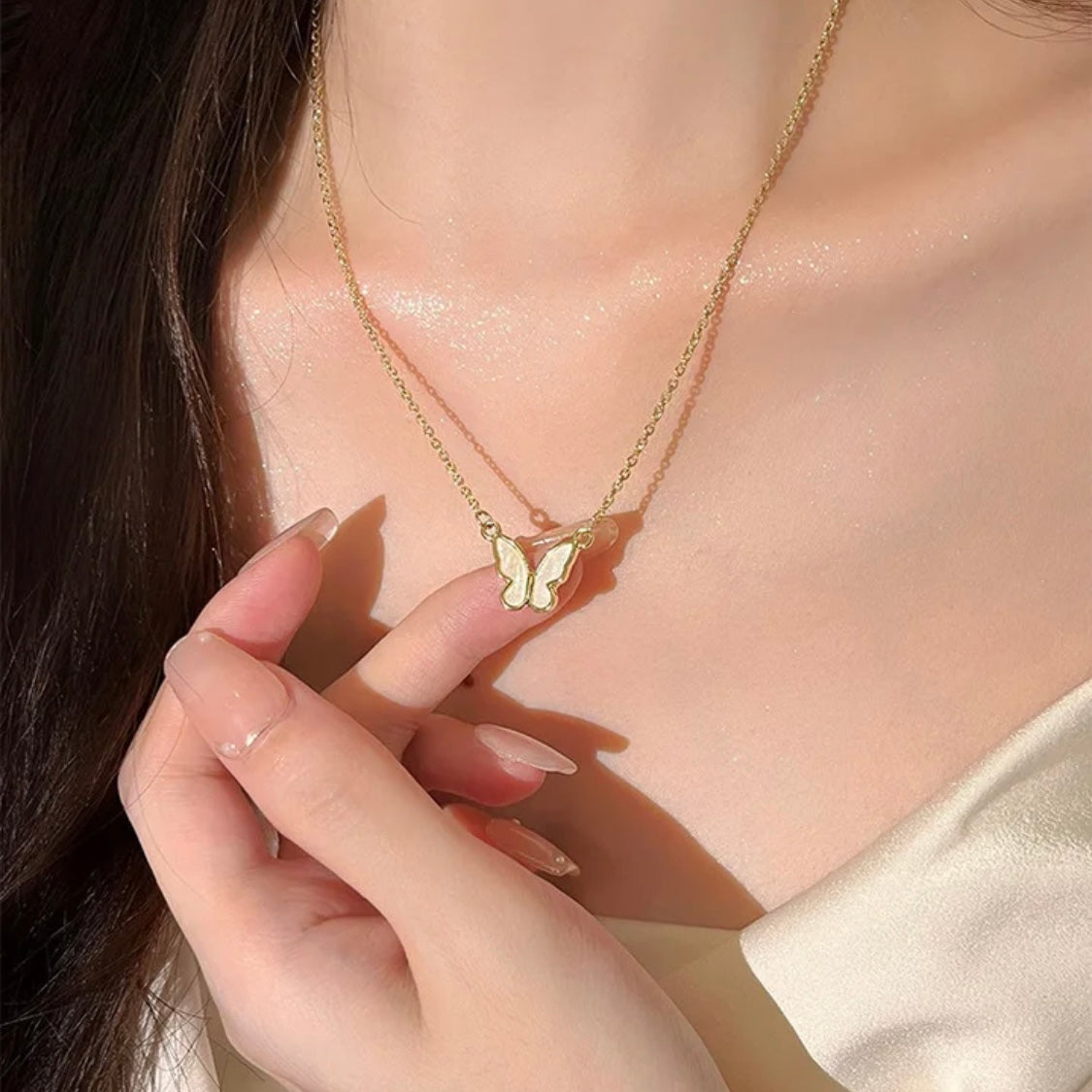 White Butterly Necklace