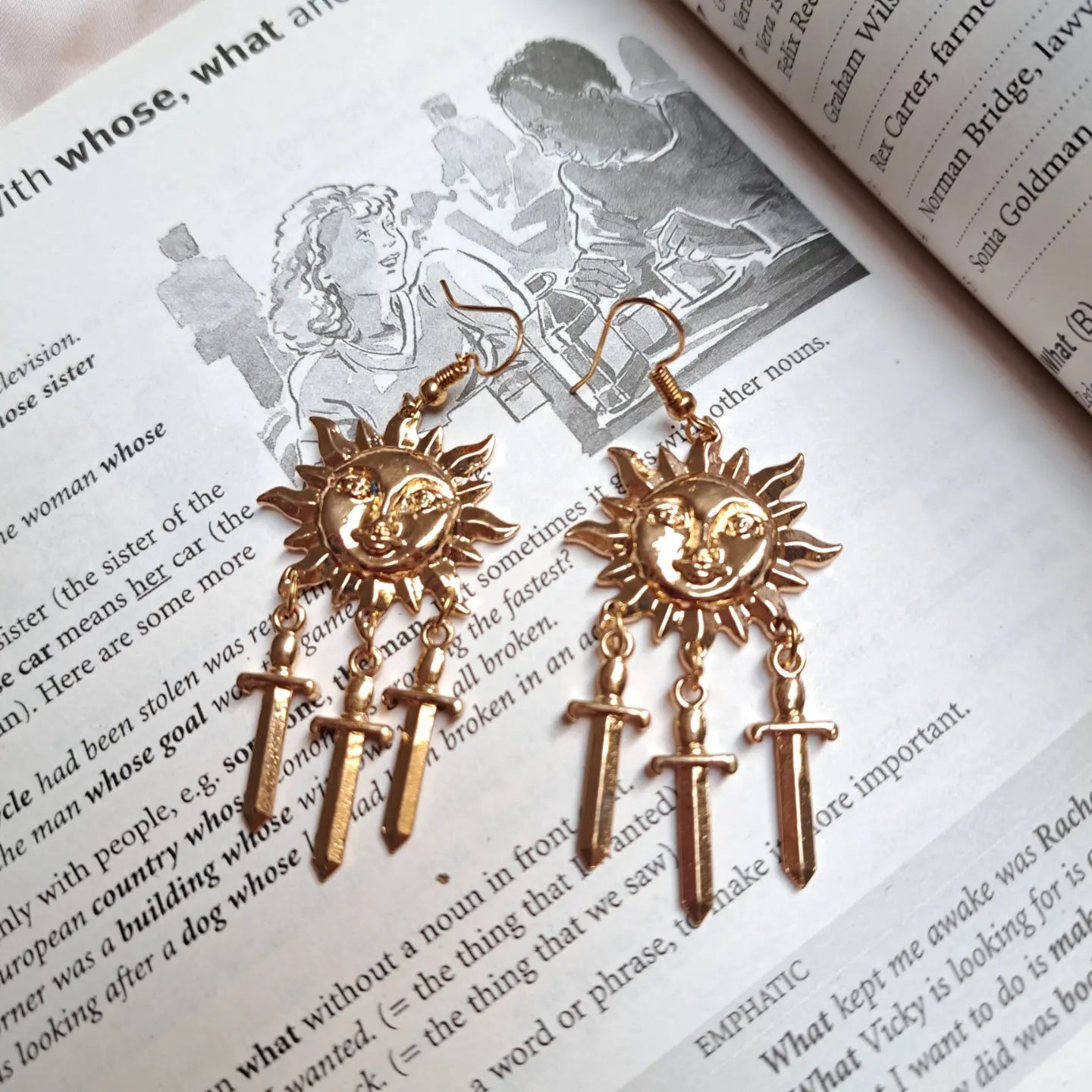 Sunny Sun and Sword Earrings