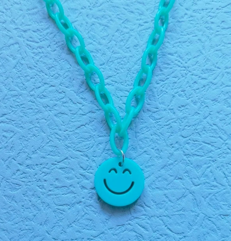 Blue Smiley Necklace