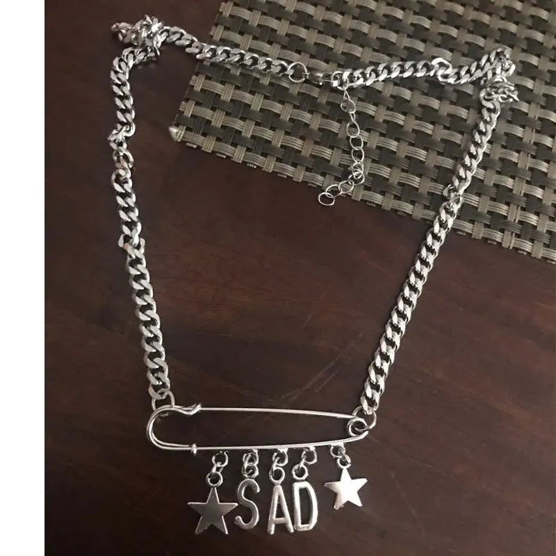 SAD Safety Pin Necklace