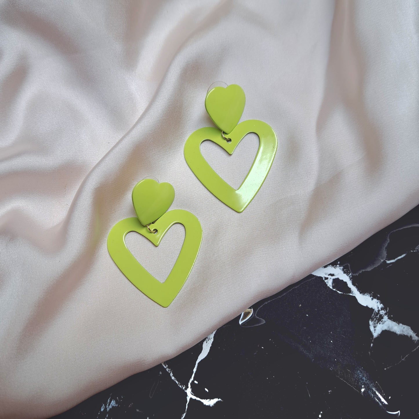 Green Heart Earrings