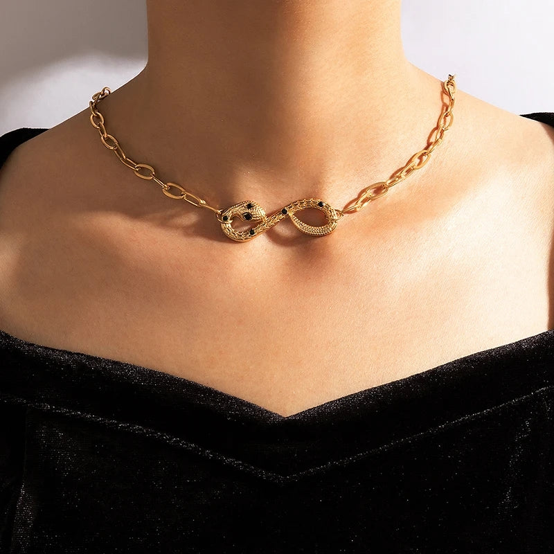 Chunky Gold Snake Necklace