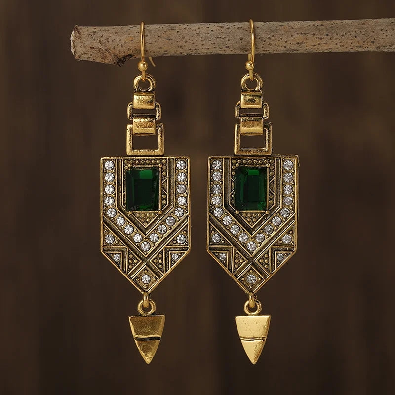 Ethnic Green Earrings