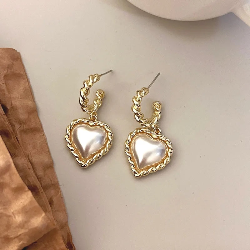 Pearl Heart Earrings