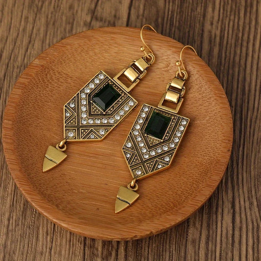 Ethnic Green Earrings