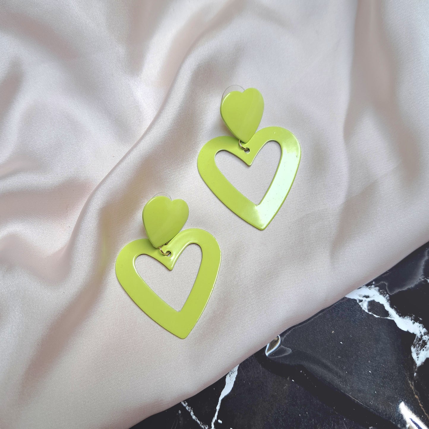 Green Heart Earrings