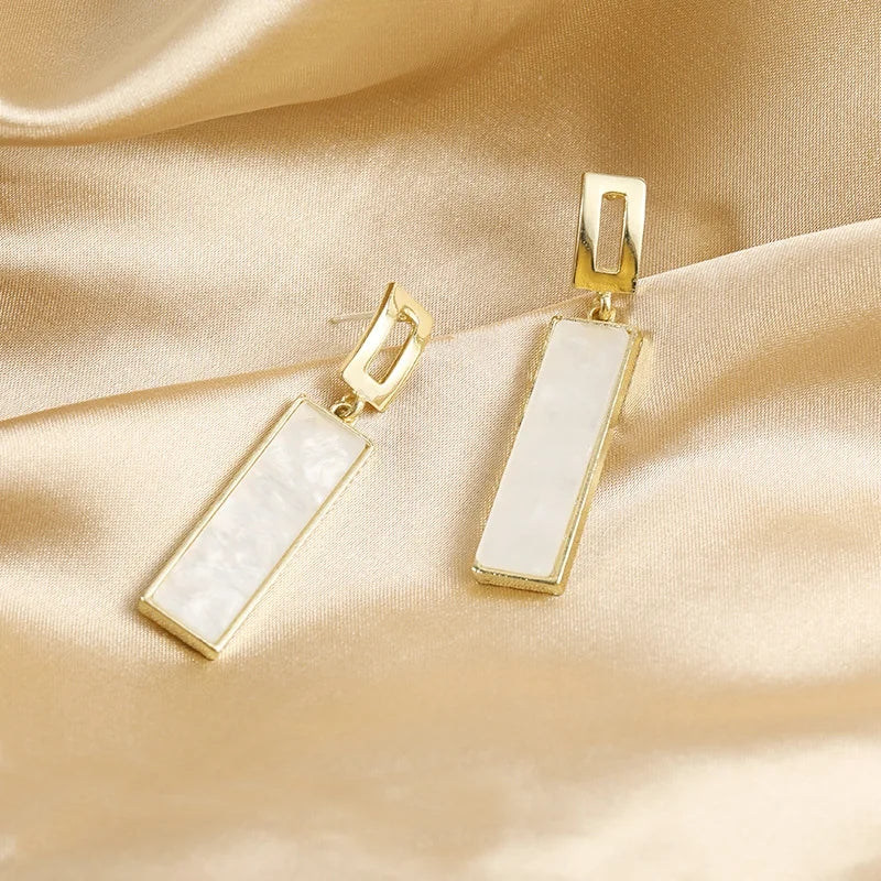 White Rectangle Earrings