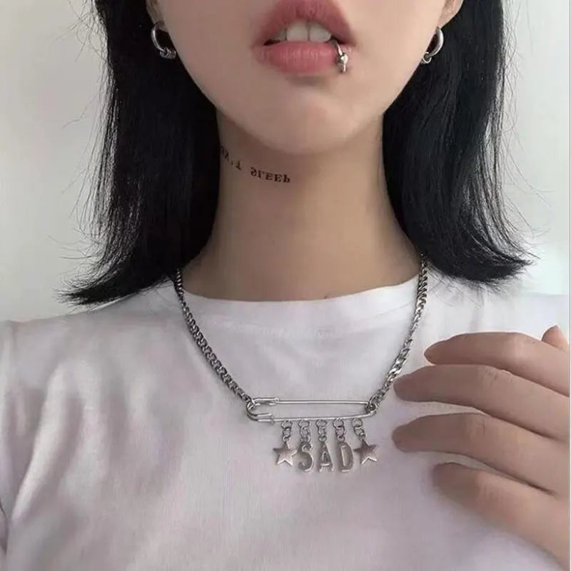 SAD Safety Pin Necklace