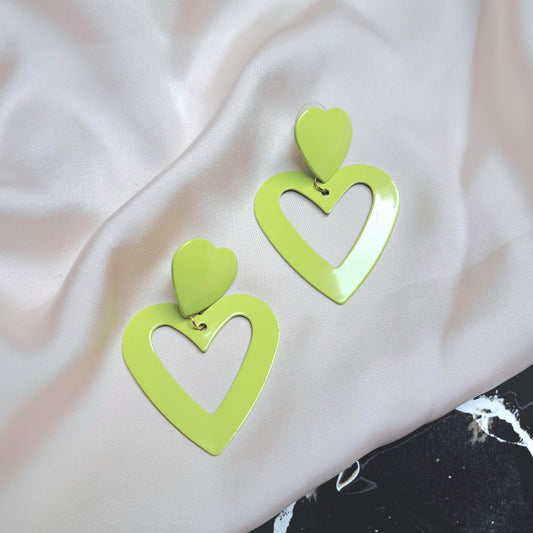 Green Heart Earrings