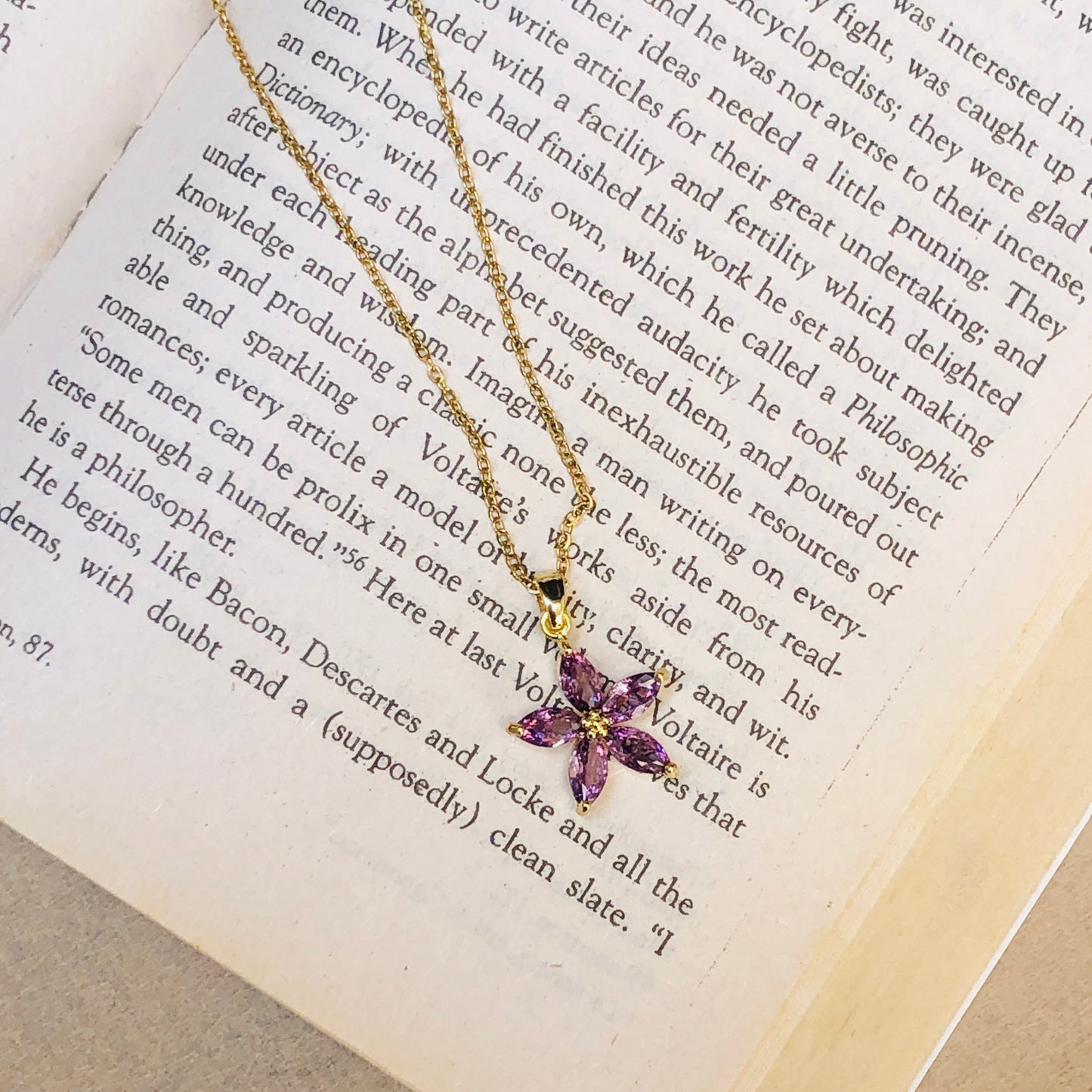 Purple Flower Necklace (Stainless Steel)