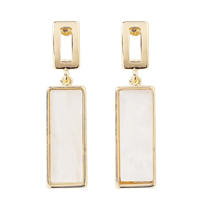 White Rectangle Earrings