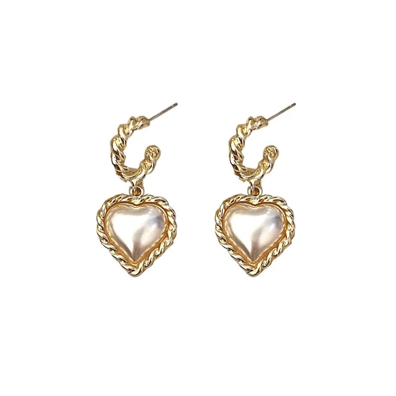 Pearl Heart Earrings