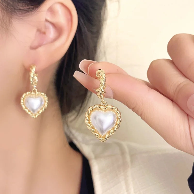 Pearl Heart Earrings