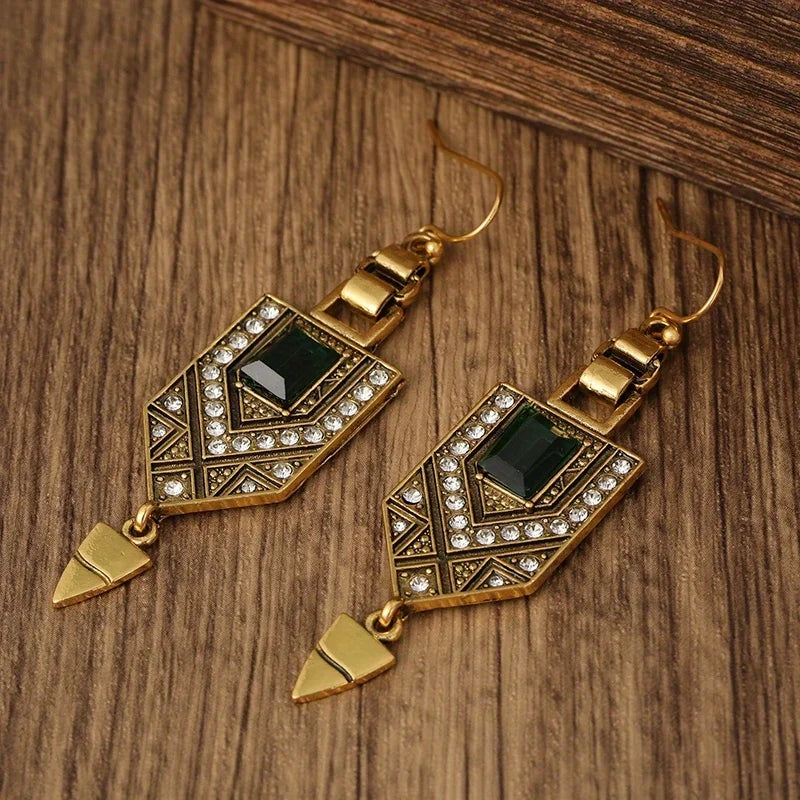 Ethnic Green Earrings